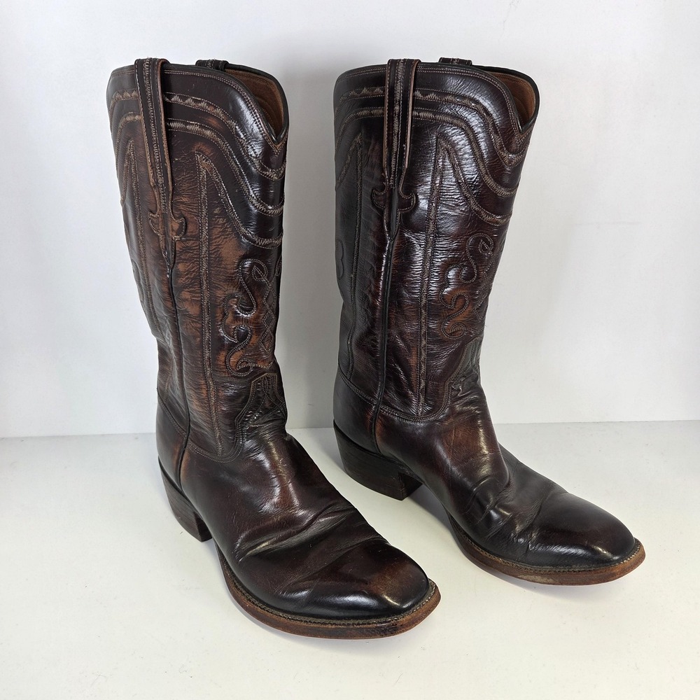 Lucchese Boots Mens 7 Brown Rudy Western Rugged Barn Technical Horseman
